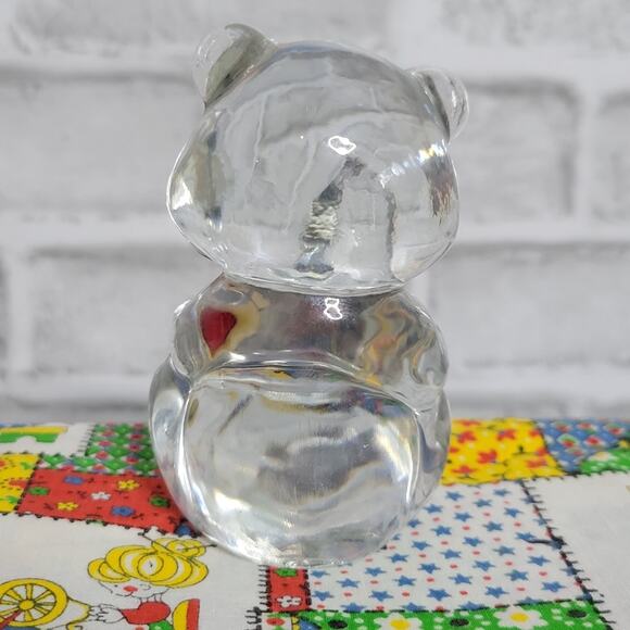 Fenton January July Birthstone Heart Glass Bear - Picture 3 of 6